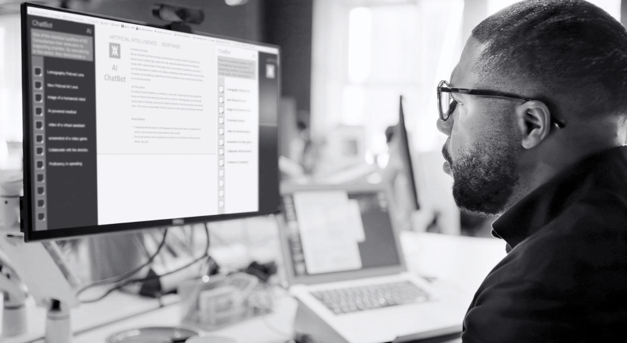 A man looks at generative AI data.