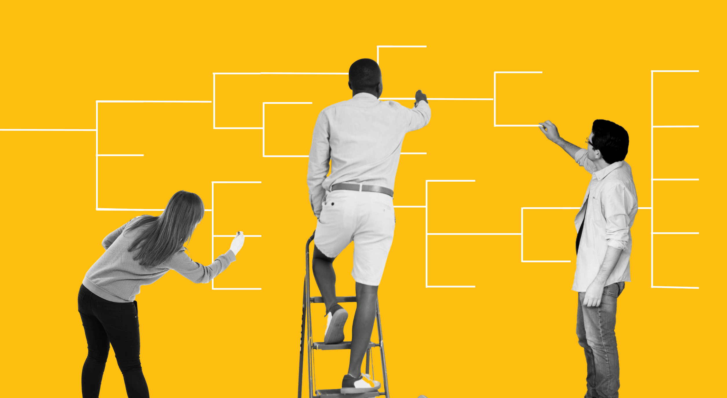 Three people making changes to a classification system.