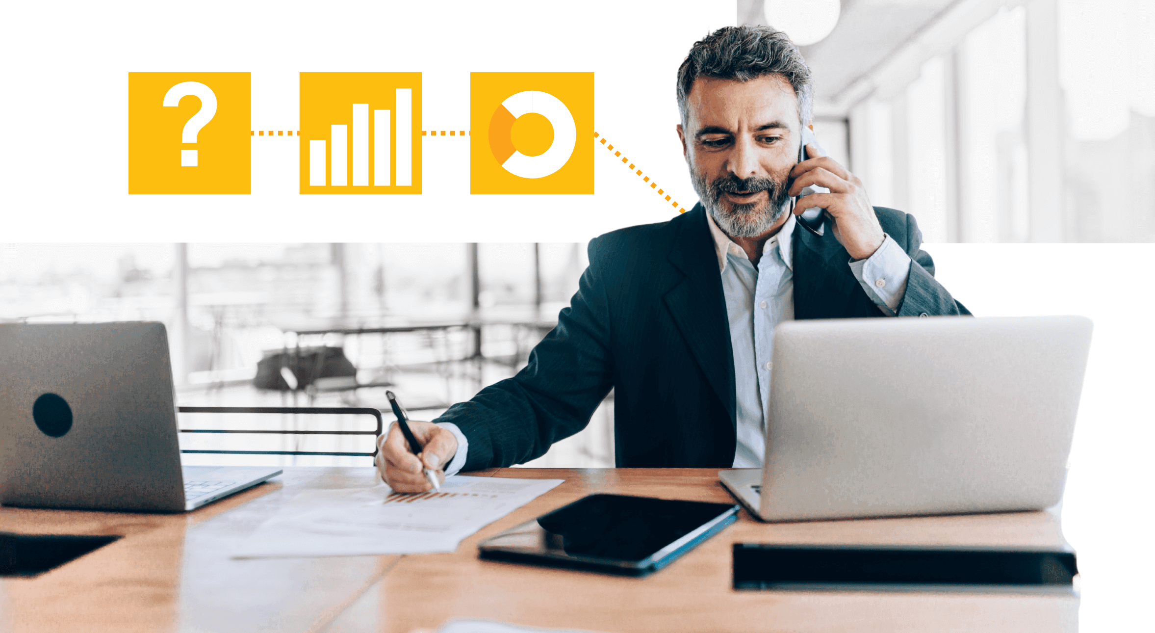 A man talking to a funder on the phone.