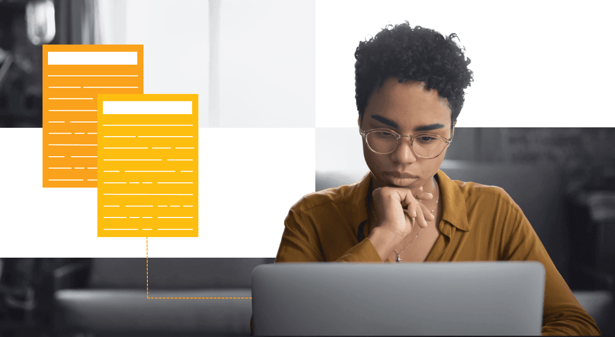 A woman keeping track of her grant proposal documents.