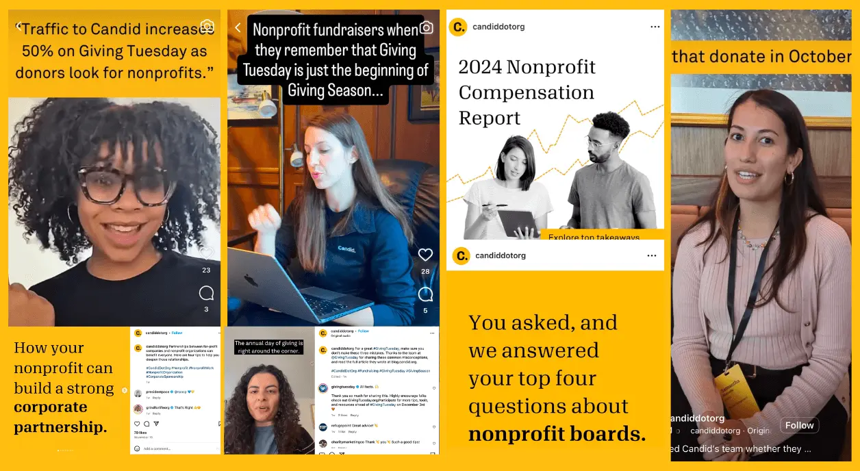 A collage of Candid's social media posts.