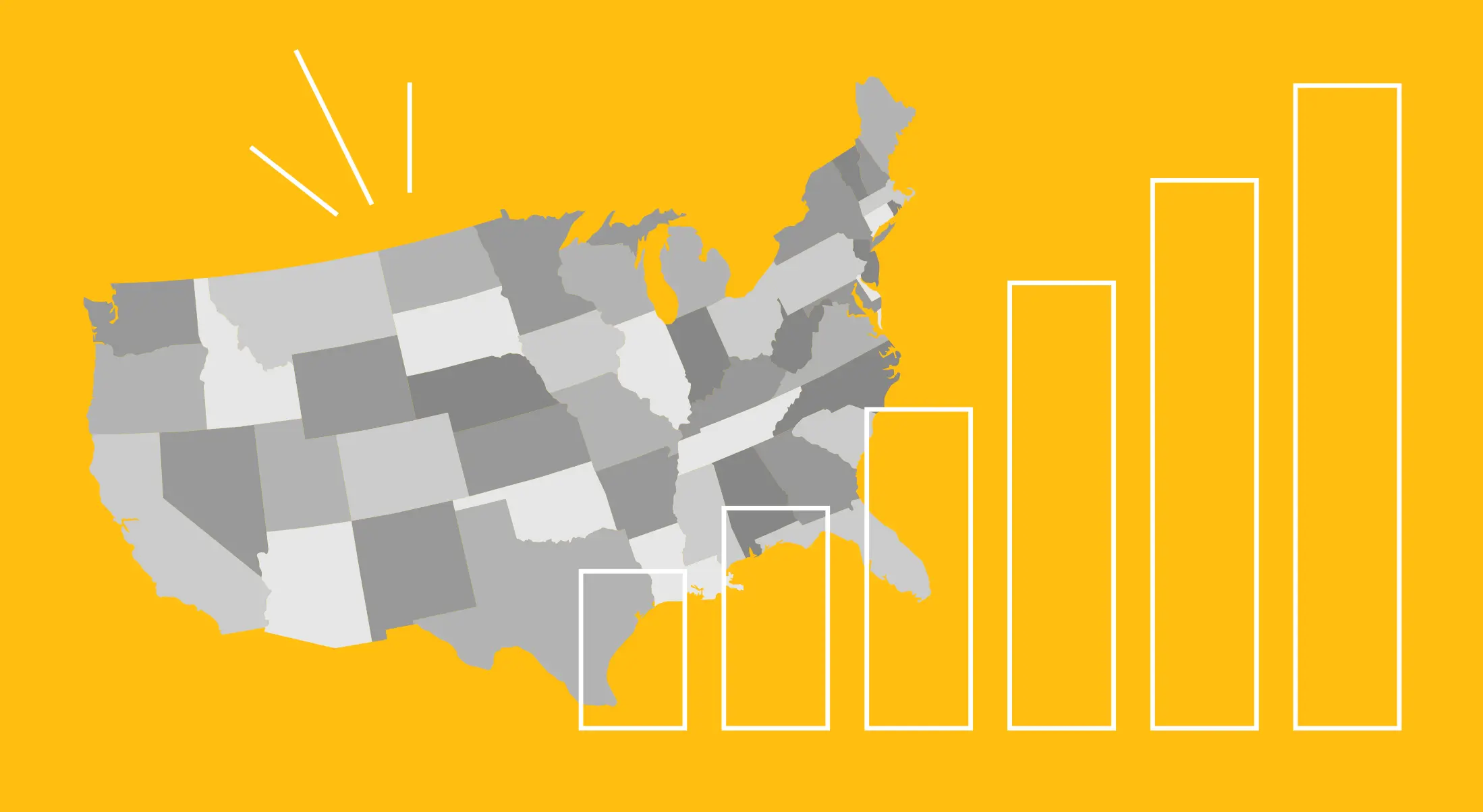 A map of the U.S. with bar chart.