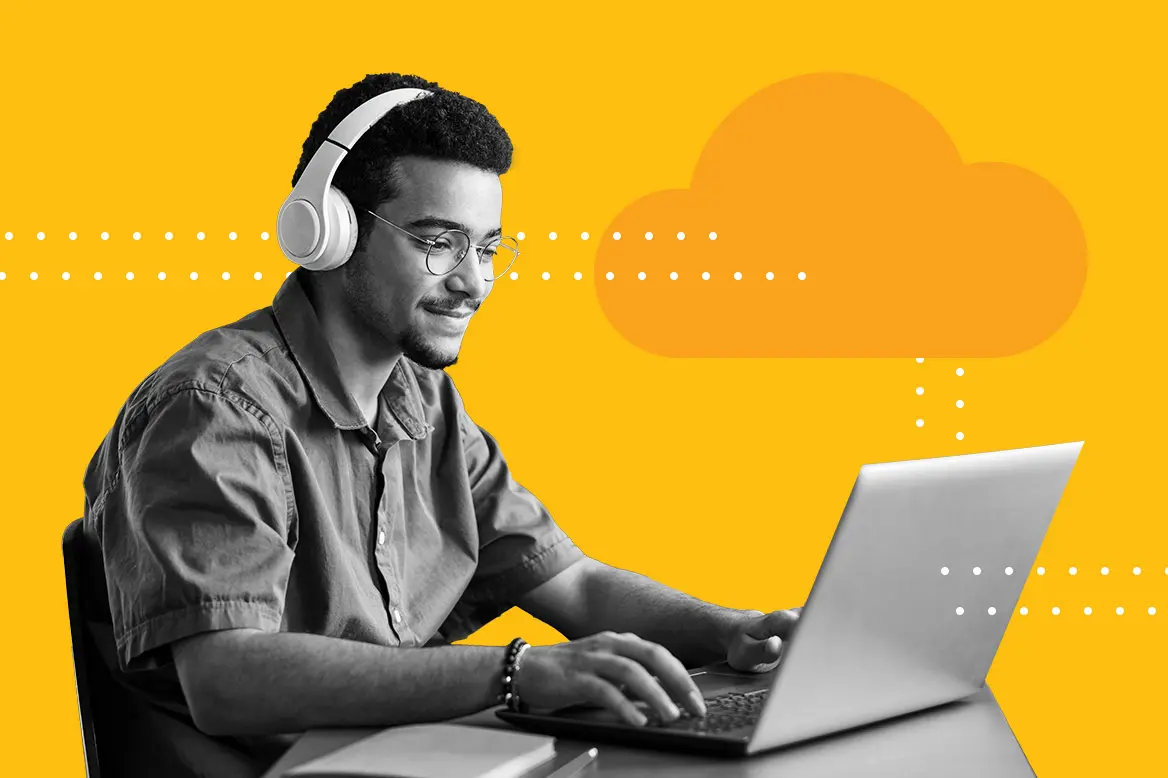 A person looking at API options for their business on a laptop.