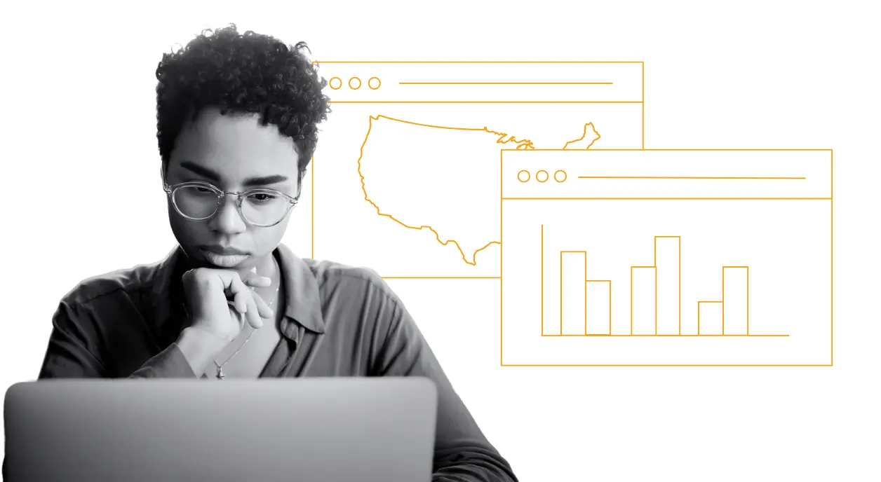 A person looking at data on government funding.