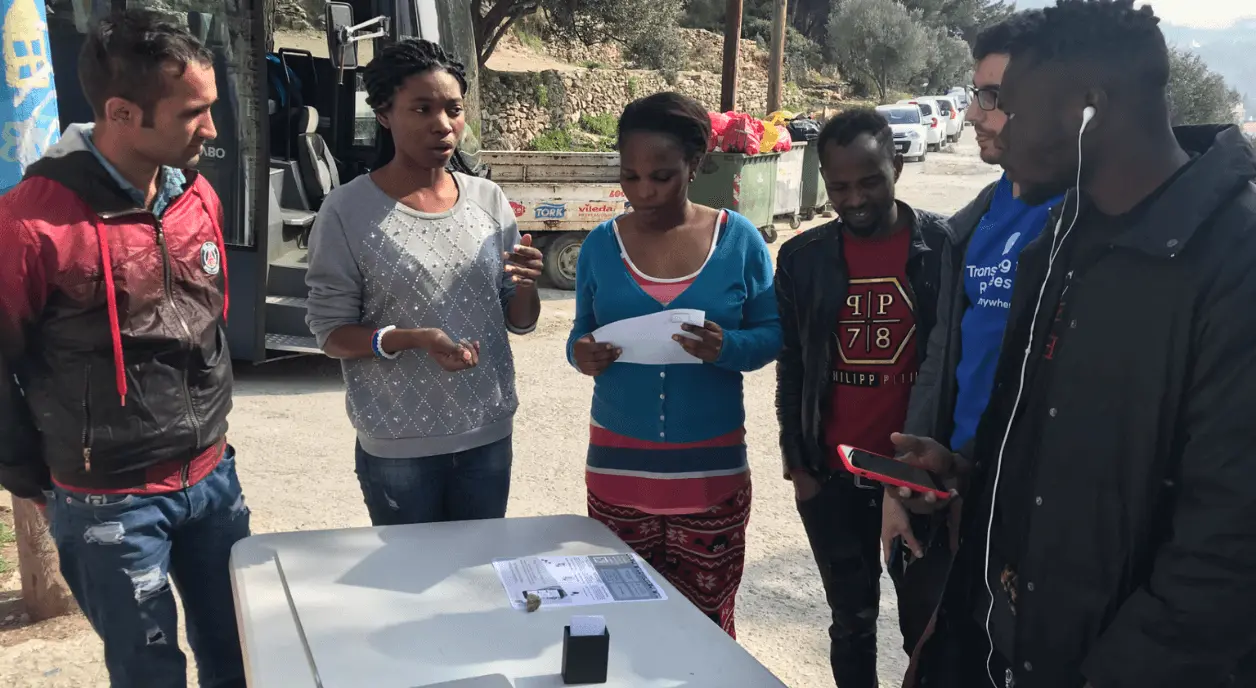 A Tarjimly team member demonstrating how volunteer translators can sign up to support their communities using the app.