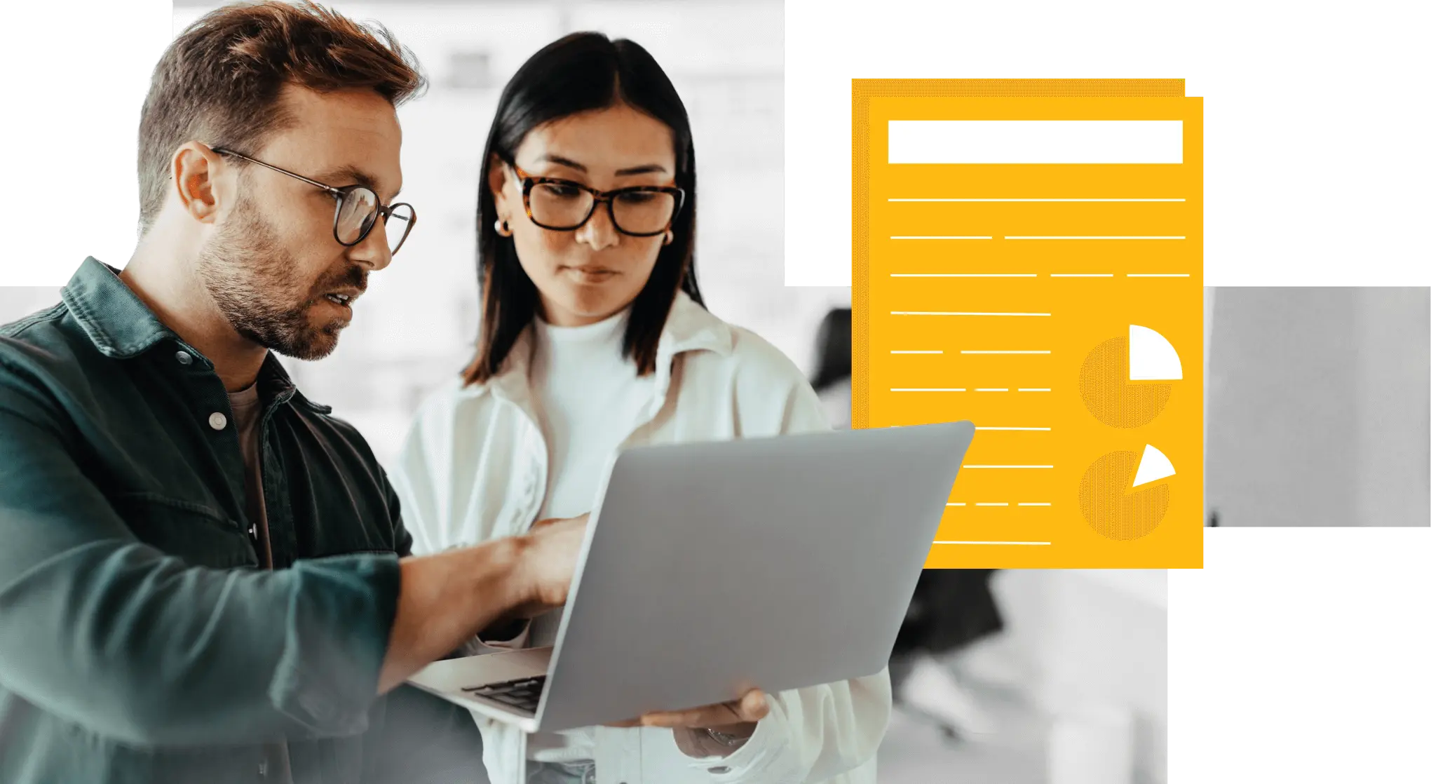 Two colleagues looking at grant applications.