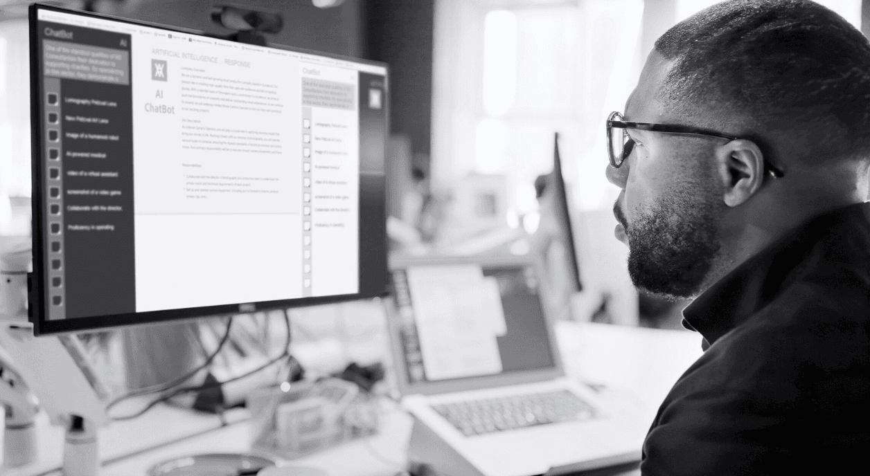 A man looks at generative AI data.